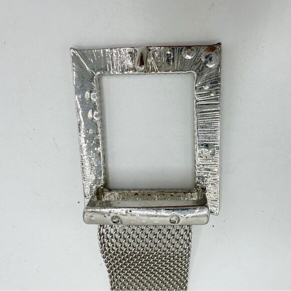 Zara Silver Mesh Belt w/Rhinestone Buckle and Accents Holiday Formal Cocktail - Picture 8 of 12